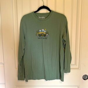 Life is Good Head for the Hills PositiviTees Long Sleeve Cotton Crew Neck Shirt